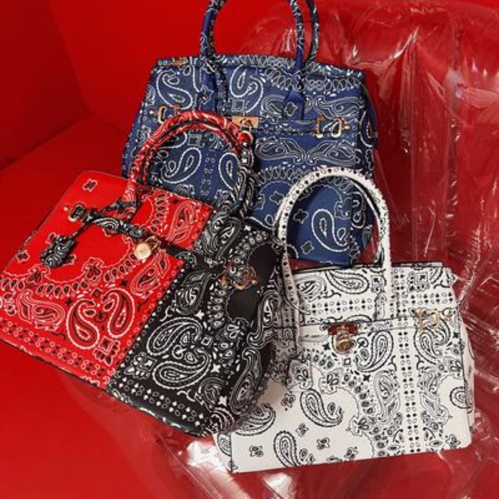 New White Or Pink Bandana Handbag